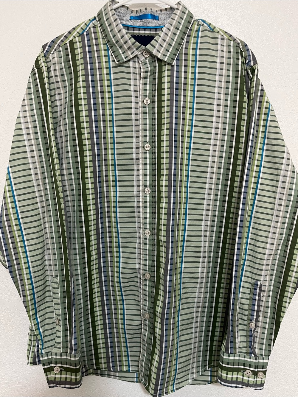 Tommy Bahama Luxury Pima Cotton Long Sleeve Shirt Green Multi-Color L - Picture 5 of 7